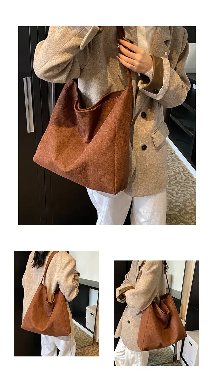 Black Fleece Tote Bag Large Capacity Work Commuter Shoulder Bag — feature 23
