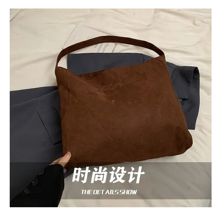 Black Fleece Tote Bag Large Capacity Work Commuter Shoulder Bag — feature 6