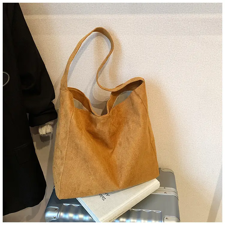 Black Fleece Tote Bag Large Capacity Work Commuter Shoulder Bag - Image 2