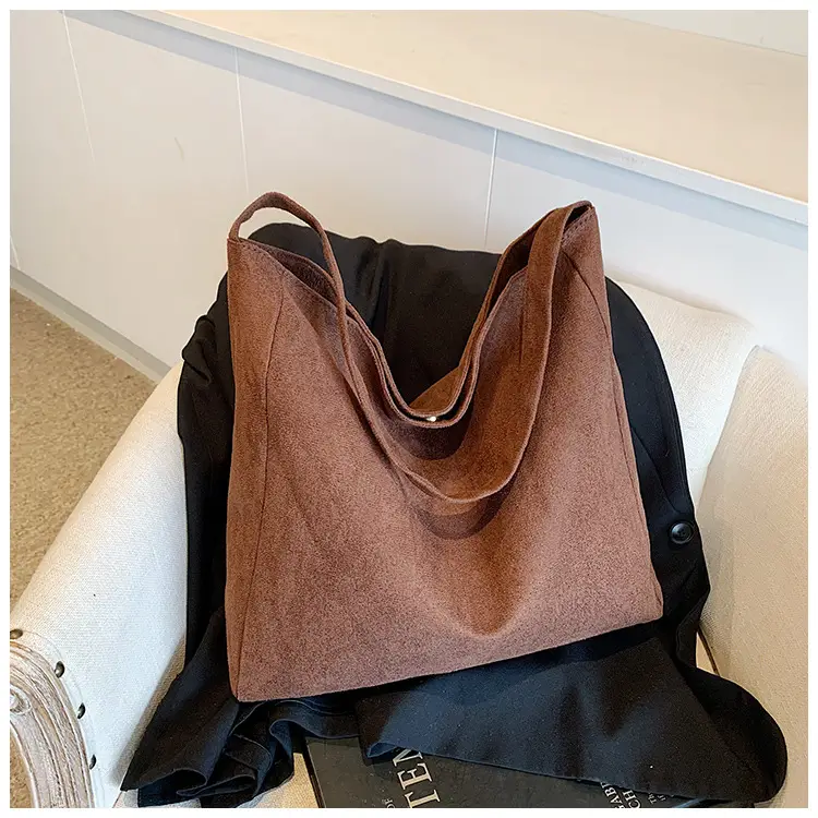 Black Fleece Tote Bag Large Capacity Work Commuter Shoulder Bag - Image 3