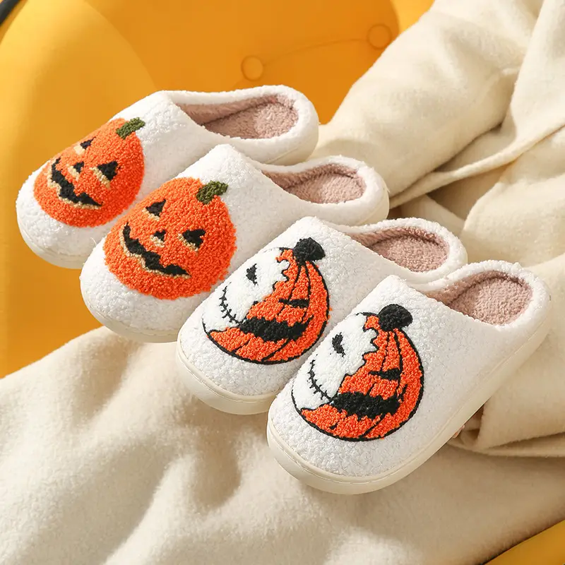 Cross-border Amazon New Halloween Skull Cartoon Ghost Series Winter Cotton Slippers for Men and Women Couple Indoor Drag