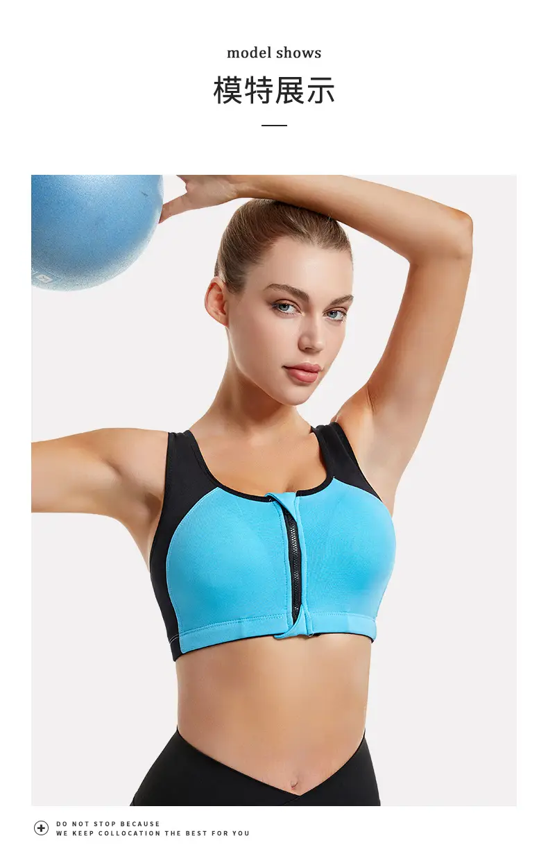 Wire-Free Sports Bra for Women, Blue Black, Large — feature 10
