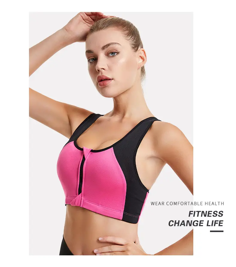 Wire-Free Sports Bra for Women, Blue Black, Large — feature 13