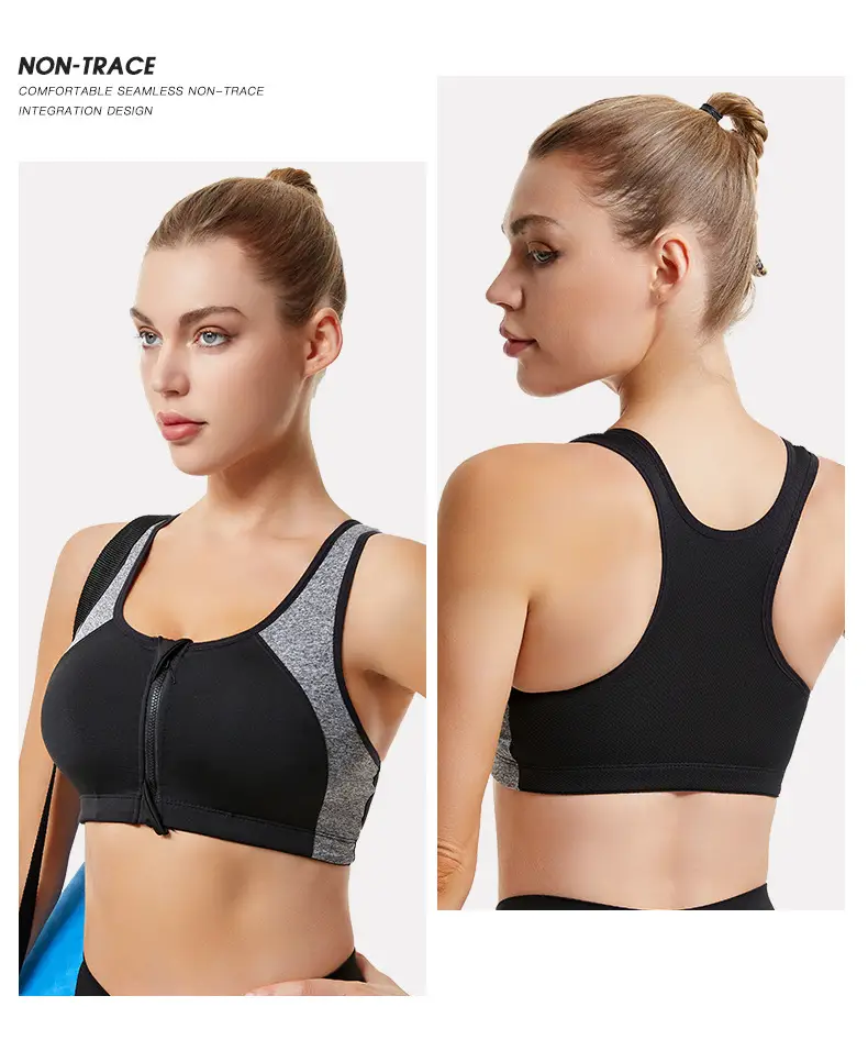 Wire-Free Sports Bra for Women, Blue Black, Large — feature 20