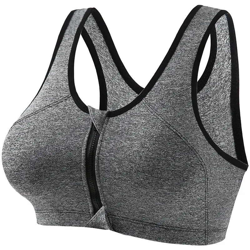 Wire-Free Sports Bra for Women, Blue Black, Large - Image 2