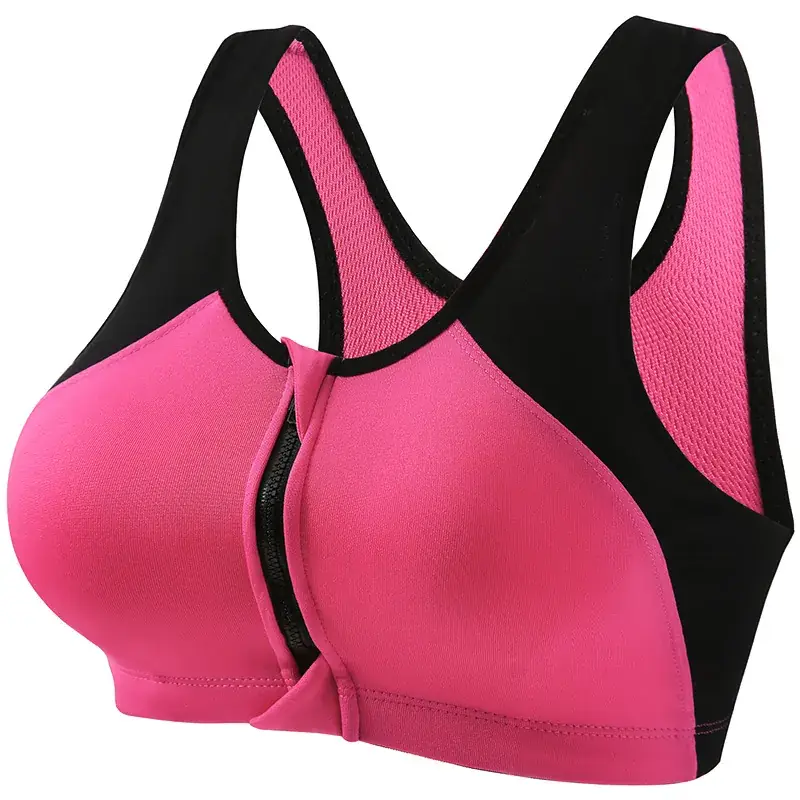 Wire-Free Sports Bra for Women, Blue Black, Large - Image 3
