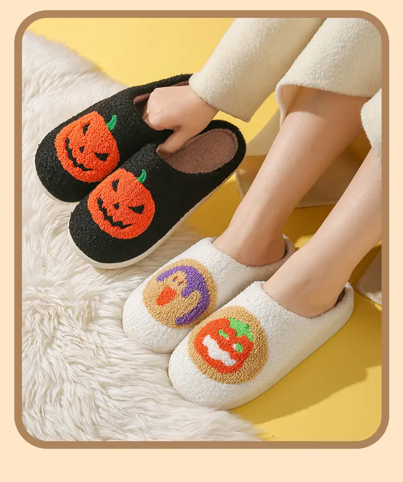 Cross-border Amazon New Halloween Skull Cartoon Ghost Series Winter Cotton Slippers for Men and Women Couple Indoor Drag — feature 11