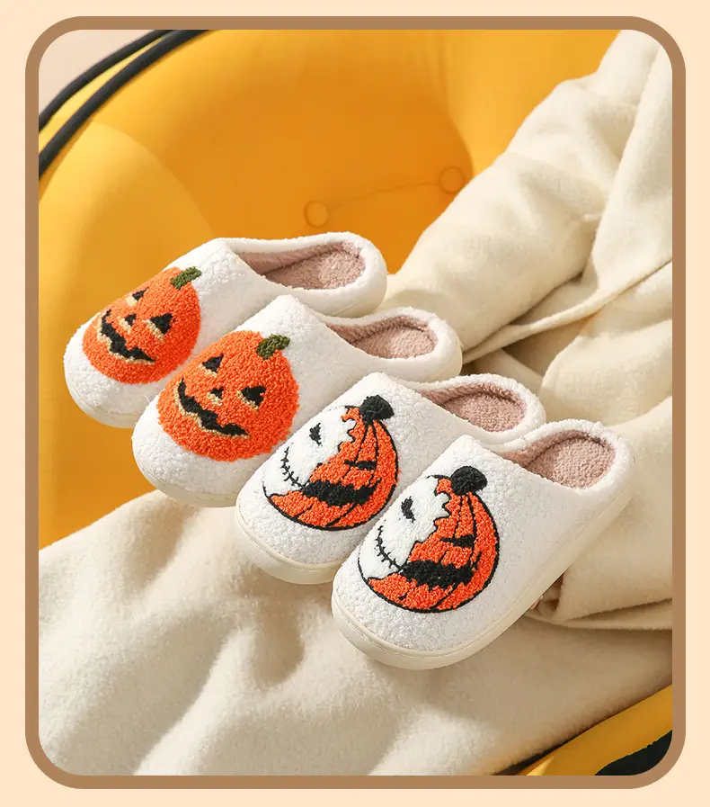 Cross-border Amazon New Halloween Skull Cartoon Ghost Series Winter Cotton Slippers for Men and Women Couple Indoor Drag — feature 8
