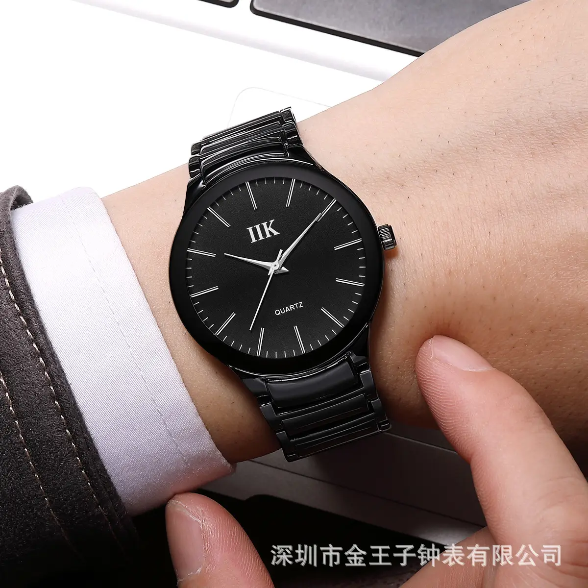 IIK Classic Black Round Waterproof Men's Watch - Image 10