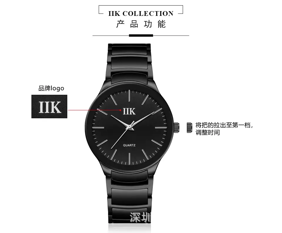 IIK Classic Black Round Waterproof Men's Watch — feature 5