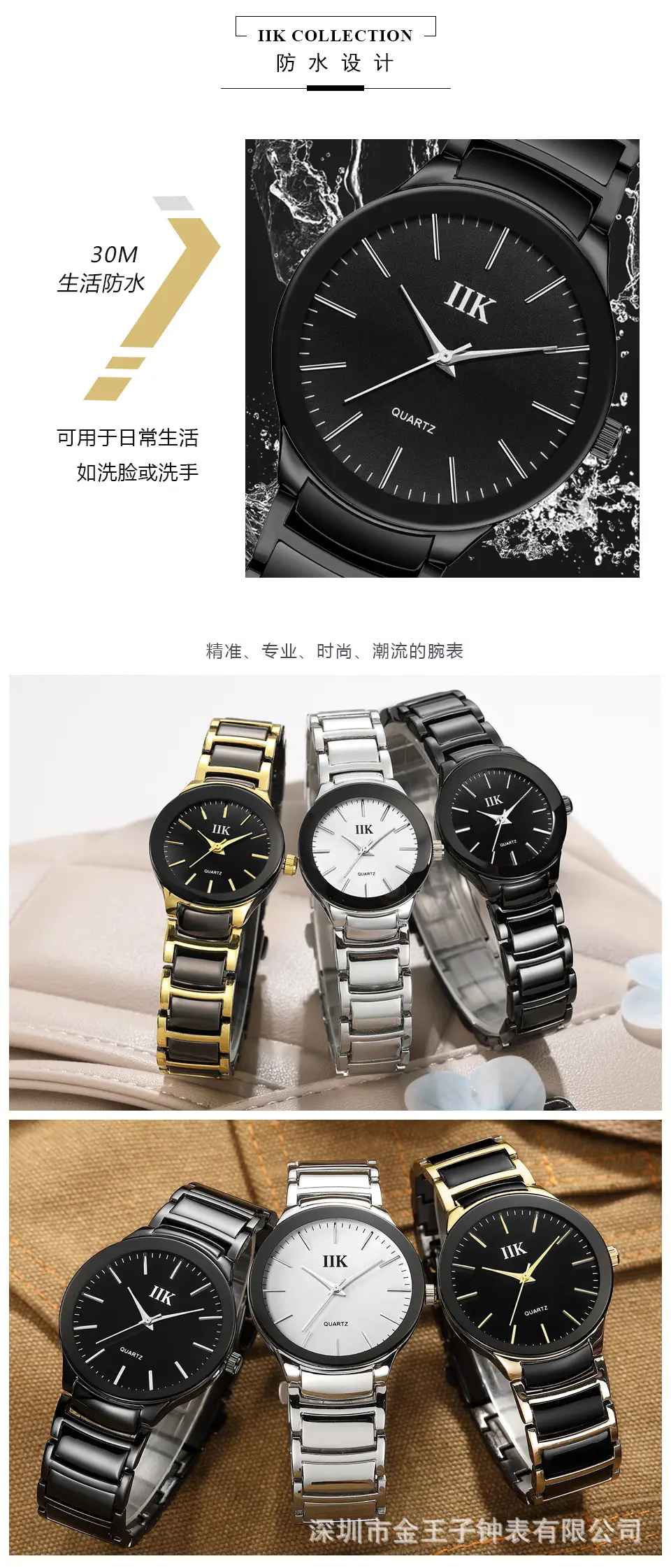 IIK Classic Black Round Waterproof Men's Watch — feature 9