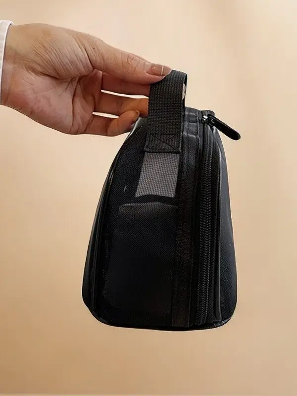 Large Capacity Mesh Travel Cosmetics Bag Black