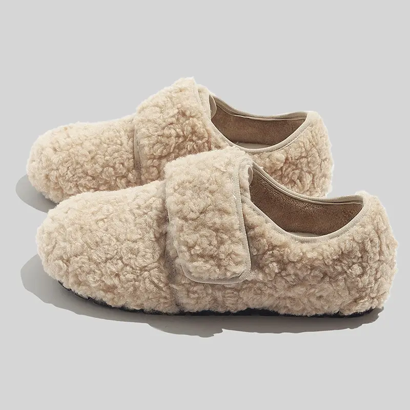 Fleece Lined Women Winter Warm Slippers Cream