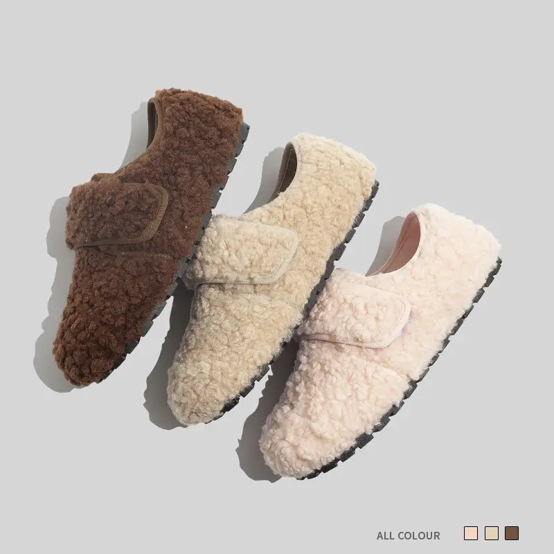Fleece Lined Women Winter Warm Slippers Cream