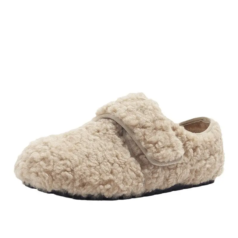 Fleece Lined Women Winter Warm Slippers Cream