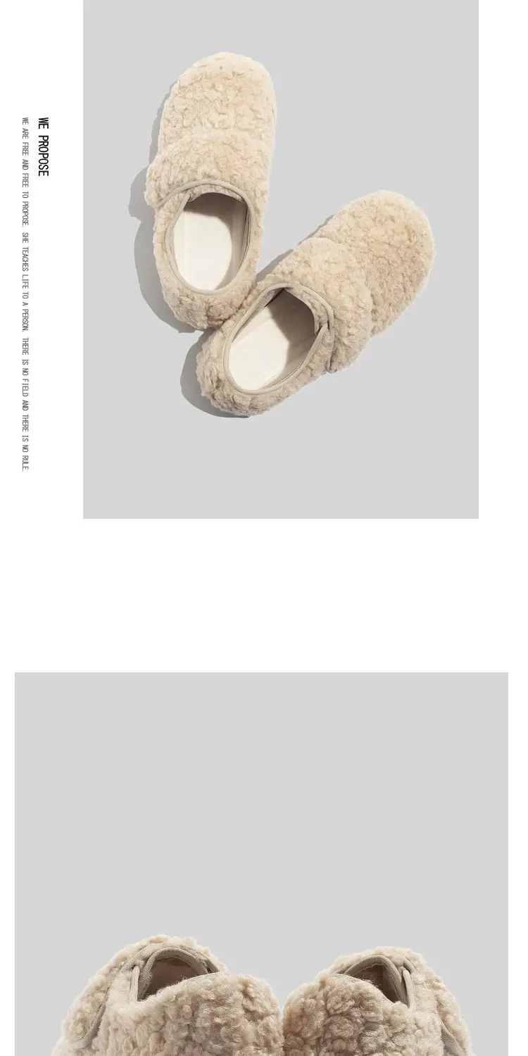 Fleece Lined Women Winter Warm Slippers Cream — feature 4