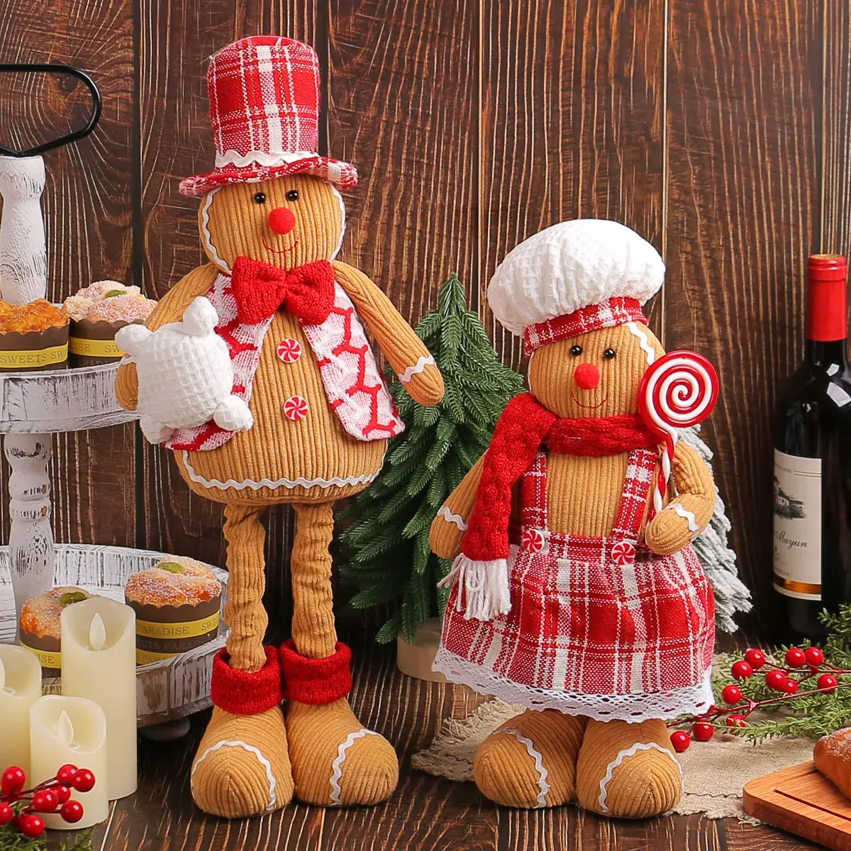 Cross-Country Christmas Gingerbread Doll Couple Set - Image 3