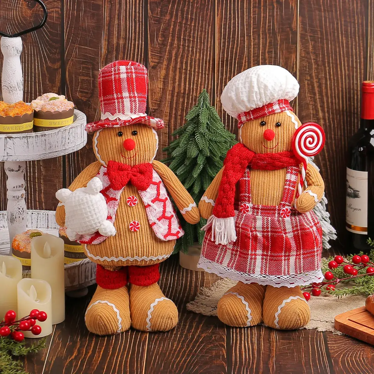Cross-Country Christmas Gingerbread Doll Couple Set - Image 4