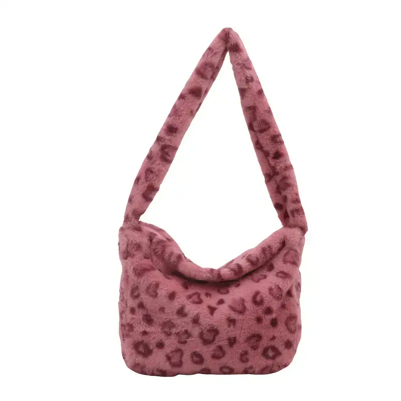 Leopard Plush Women's Shoulder Bag 2021 Autumn Winter - Image 8