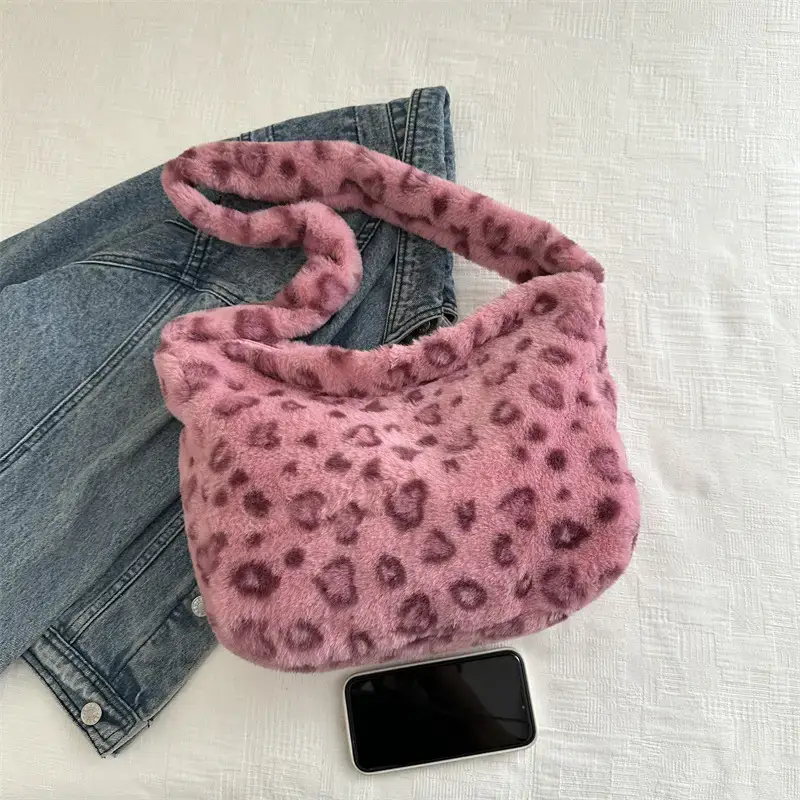 Leopard Plush Women's Shoulder Bag 2021 Autumn Winter - Image 2