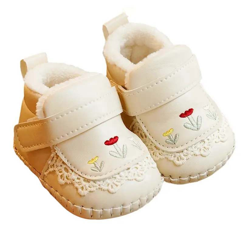Baby Shoes Pink Fleece Winter 0-1Yr Soft Bottom