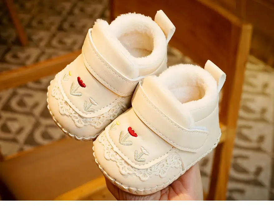 Baby Shoes Pink Fleece Winter 0-1Yr Soft Bottom — feature 4