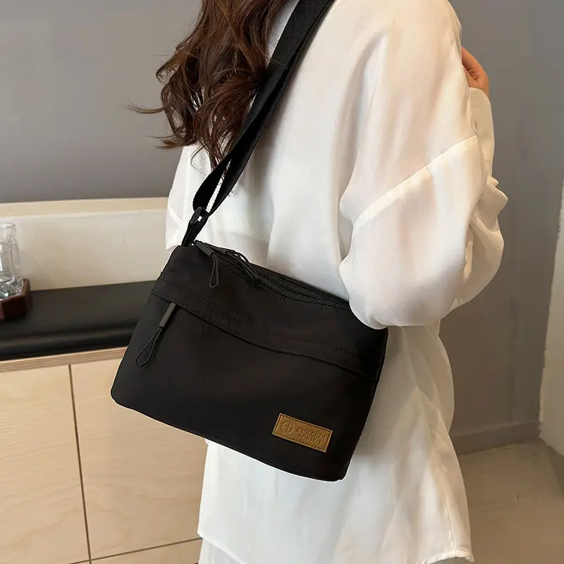Women's Beige Nylon Shoulder Crossbody Bag 2024 - Image 5