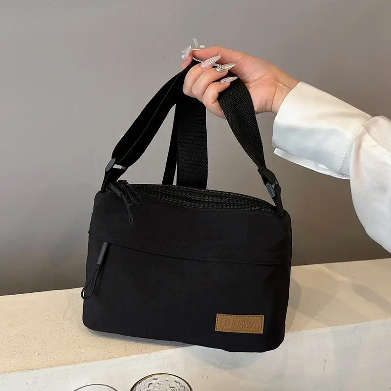 Women's Beige Nylon Shoulder Crossbody Bag 2024 - Image 4