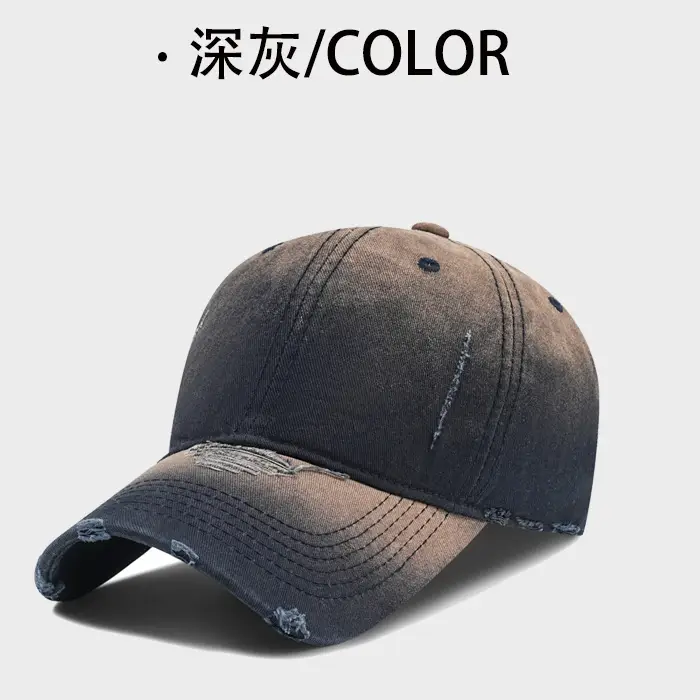 Men's Gradient Hole Washed Baseball Cap Dark Gray - Image 2