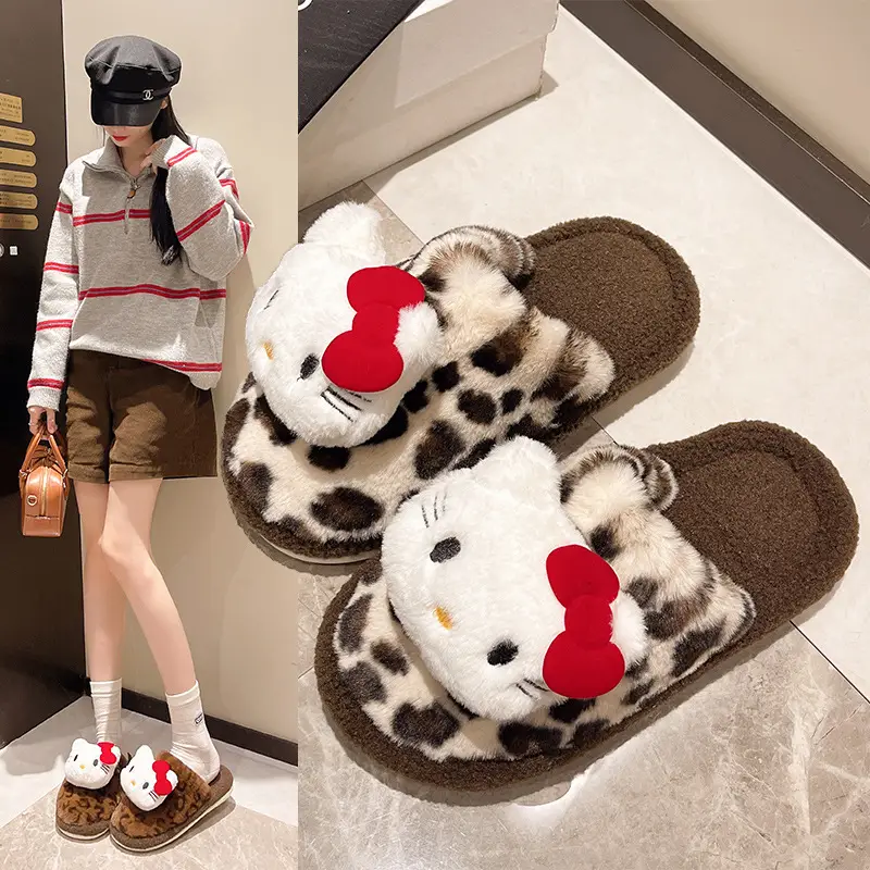 Leopard Print Cotton Slippers Women Indoor Non-Slip - Image 5