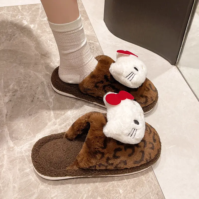 Leopard Print Cotton Slippers Women Indoor Non-Slip - Image 9