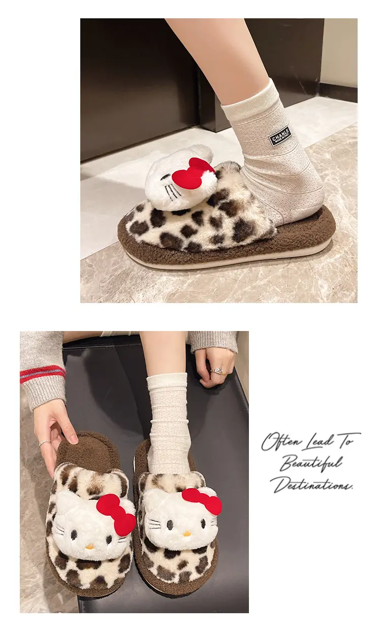 Leopard Print Cotton Slippers Women Indoor Non-Slip — feature 8