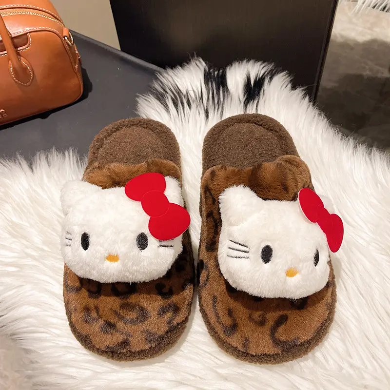 Leopard Print Cotton Slippers Women Indoor Non-Slip - Image 2