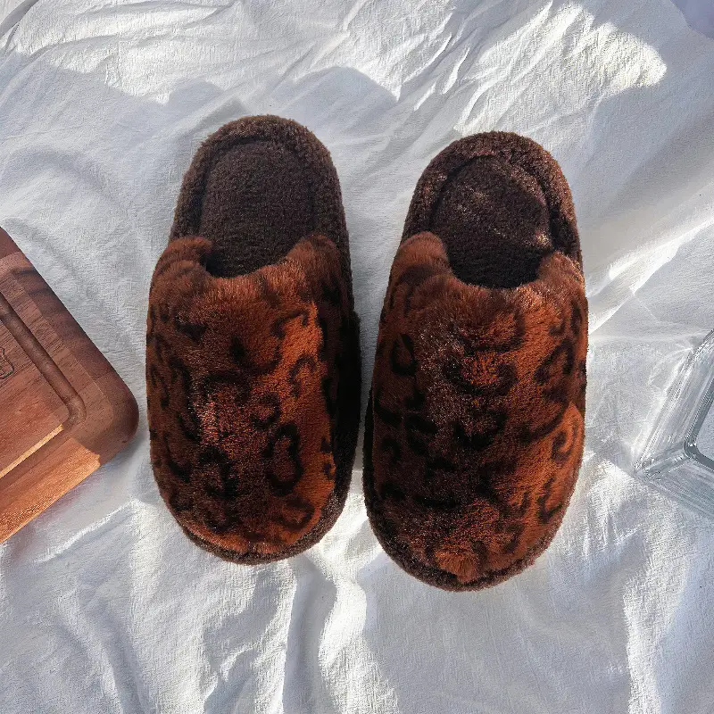 Leopard Print Cotton Slippers Women Indoor Non-Slip - Image 4