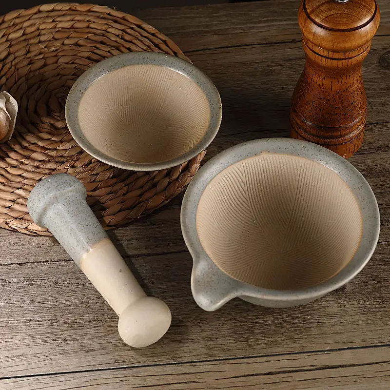 Japanese Ceramic Rice Paste Bowl with Grinding Stick - Image 12