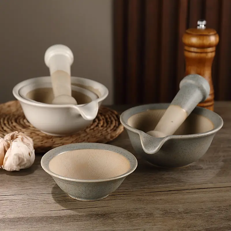 Japanese Ceramic Rice Paste Bowl with Grinding Stick - Image 13