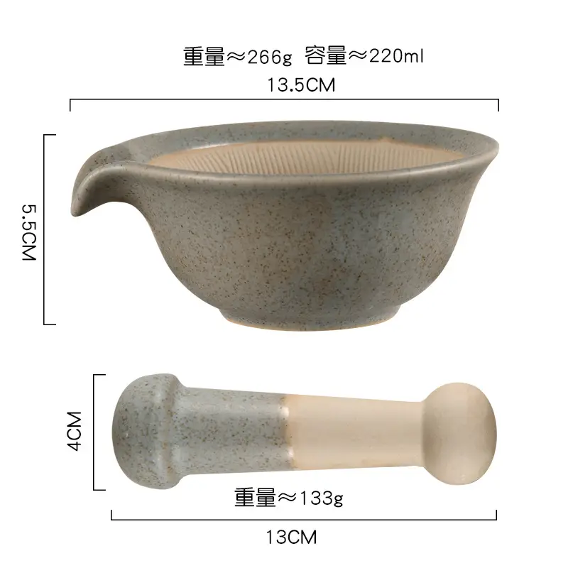 Japanese Ceramic Rice Paste Bowl with Grinding Stick - Image 8