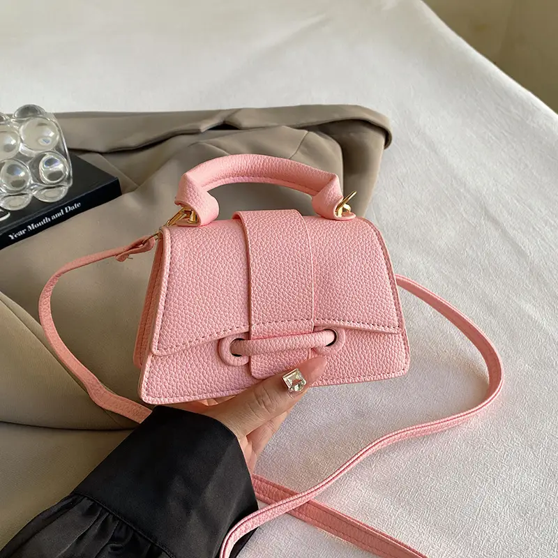 White Textured Mini Handbag for Women - Image 2