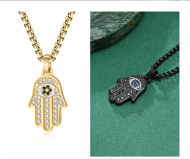 European American Cross Border Classic Hand of Fatima Pendant Necklace — feature 26