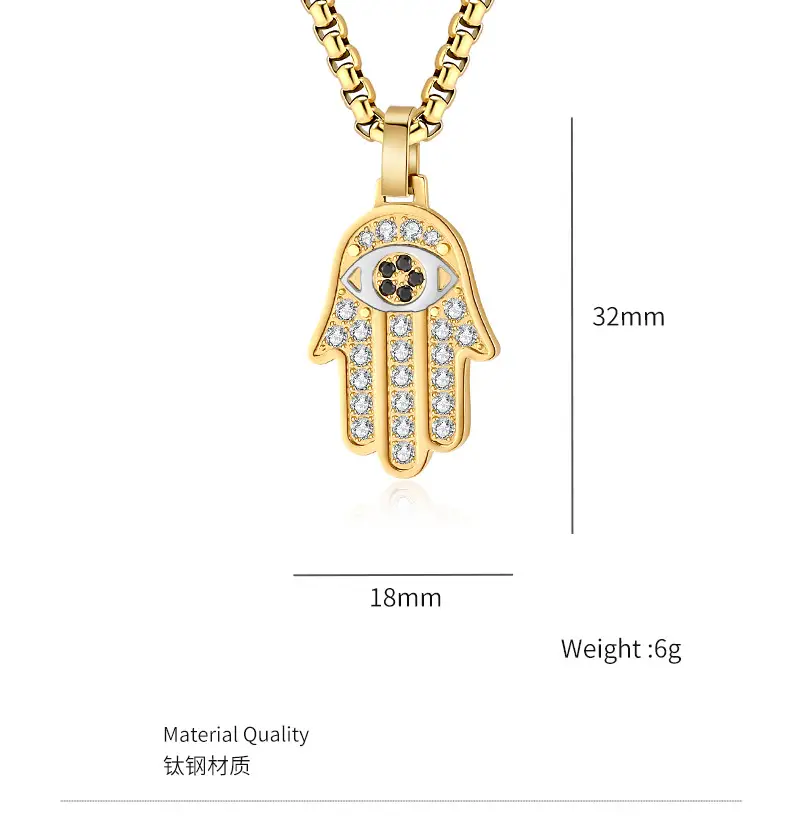 European American Cross Border Classic Hand of Fatima Pendant Necklace — feature 28