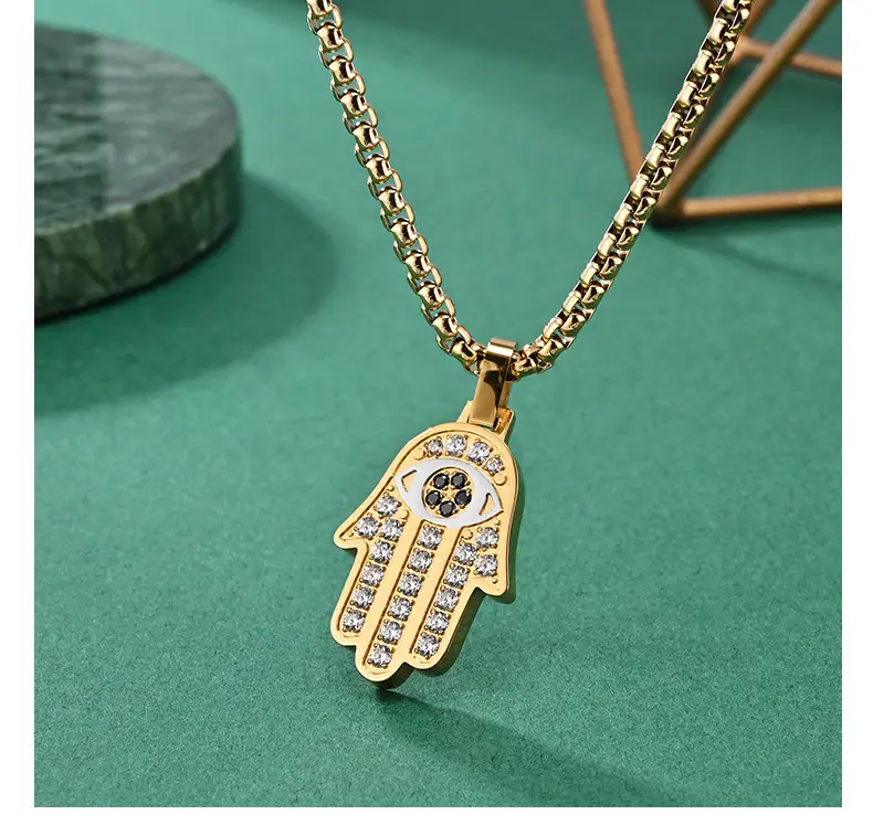 European American Cross Border Classic Hand of Fatima Pendant Necklace — feature 30