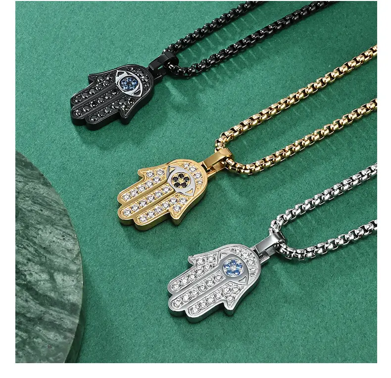 European American Cross Border Classic Hand of Fatima Pendant Necklace — feature 32