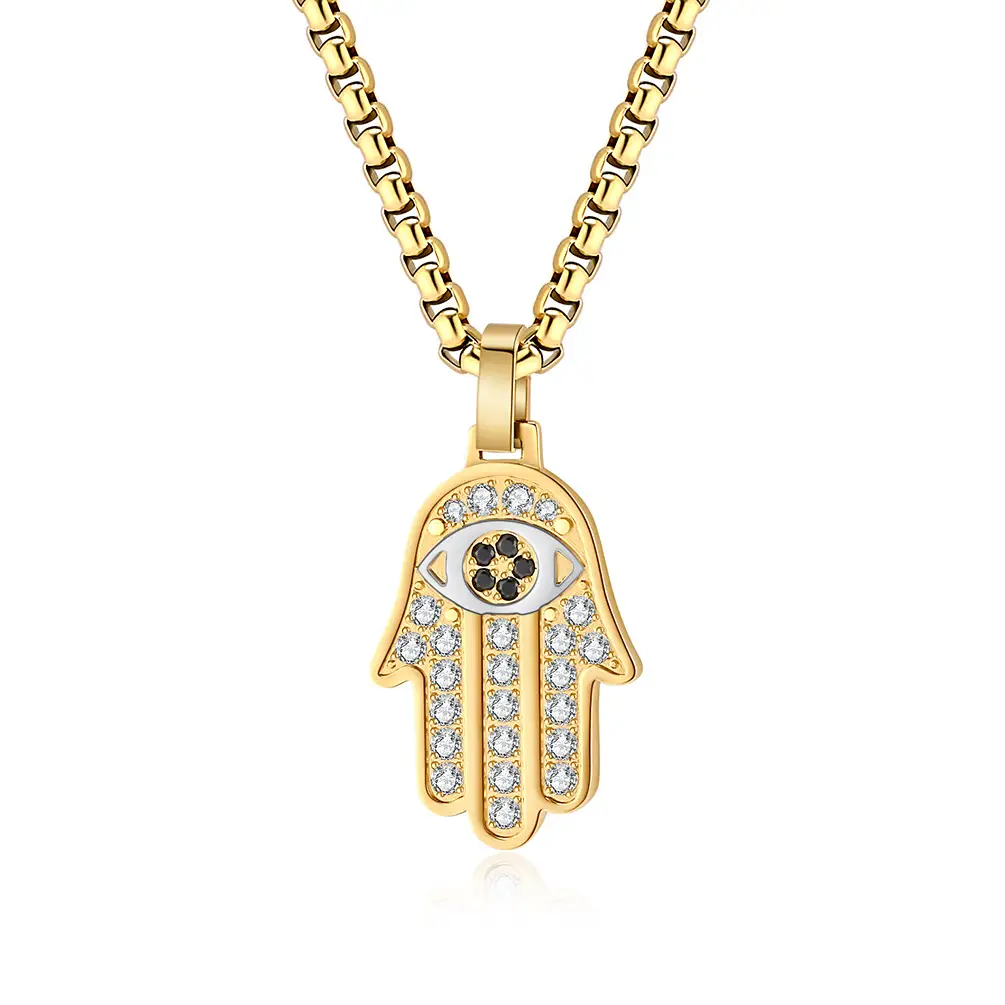 European American Cross Border Classic Hand of Fatima Pendant Necklace - Image 2