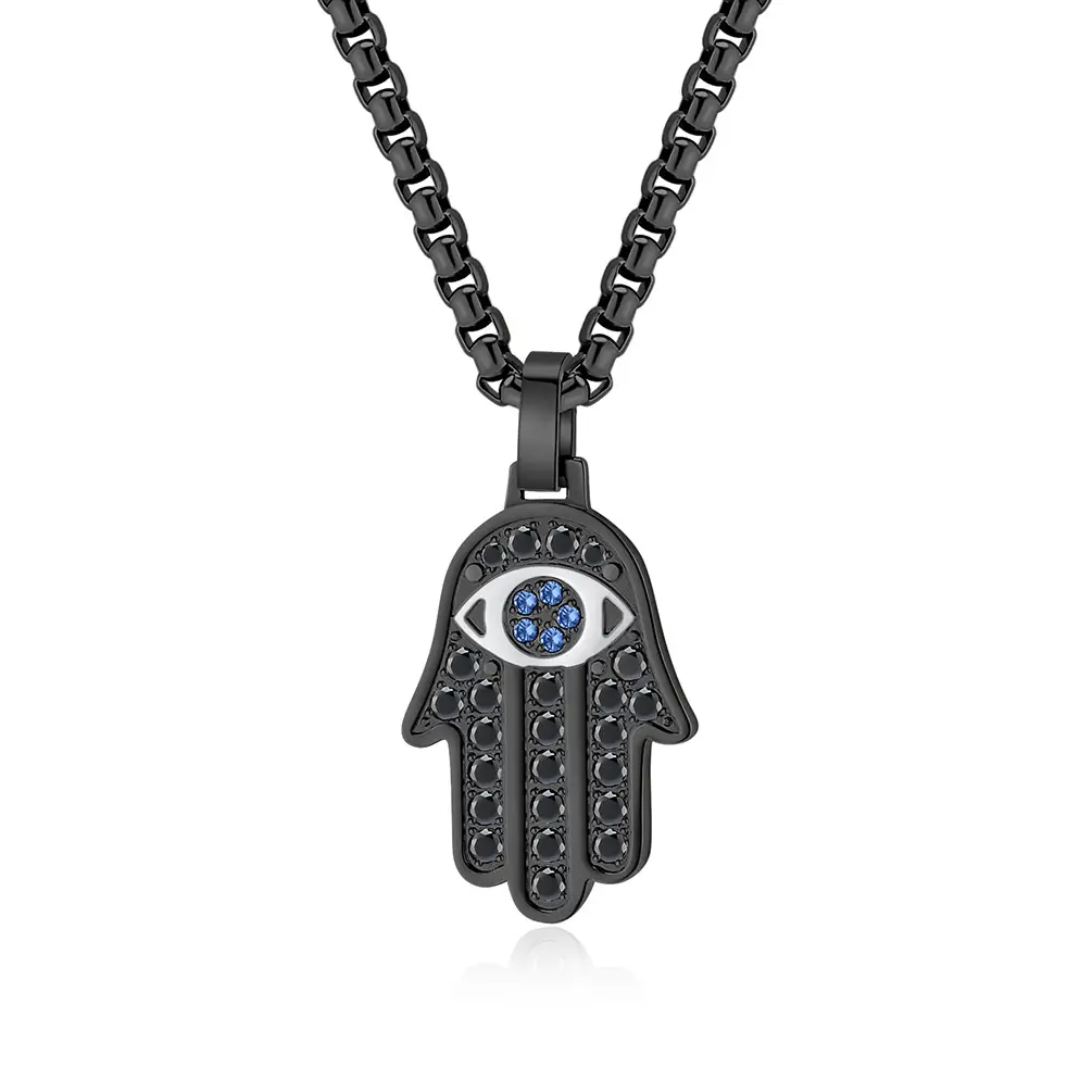 European American Cross Border Classic Hand of Fatima Pendant Necklace - Image 3