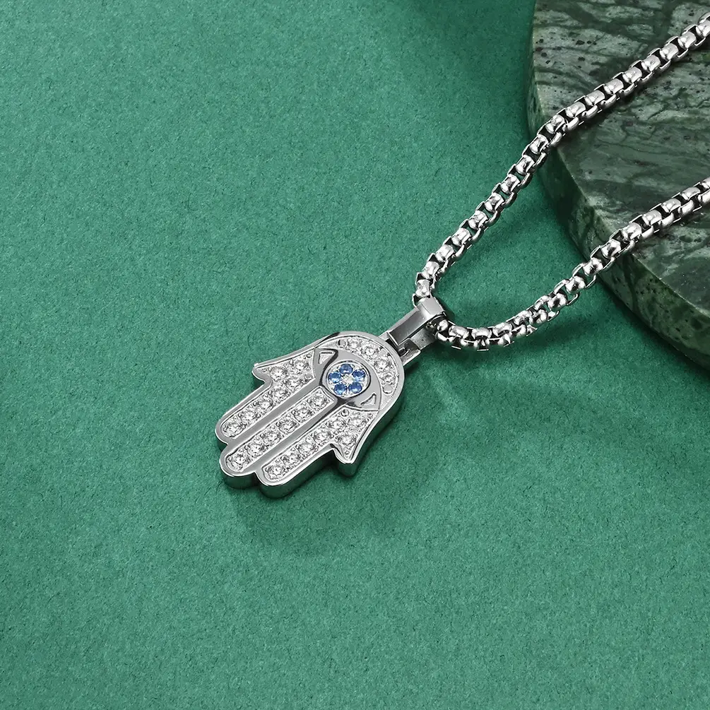 European American Cross Border Classic Hand of Fatima Pendant Necklace - Image 4