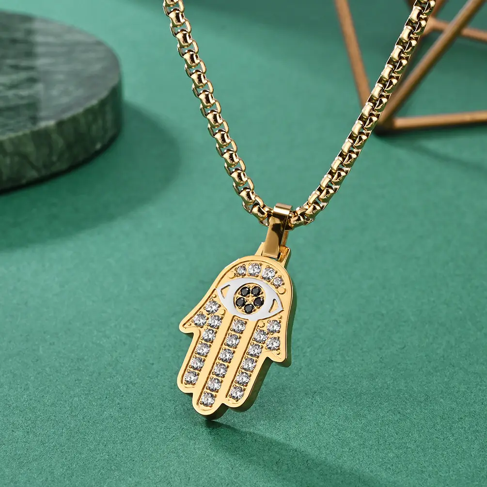 European American Cross Border Classic Hand of Fatima Pendant Necklace - Image 5