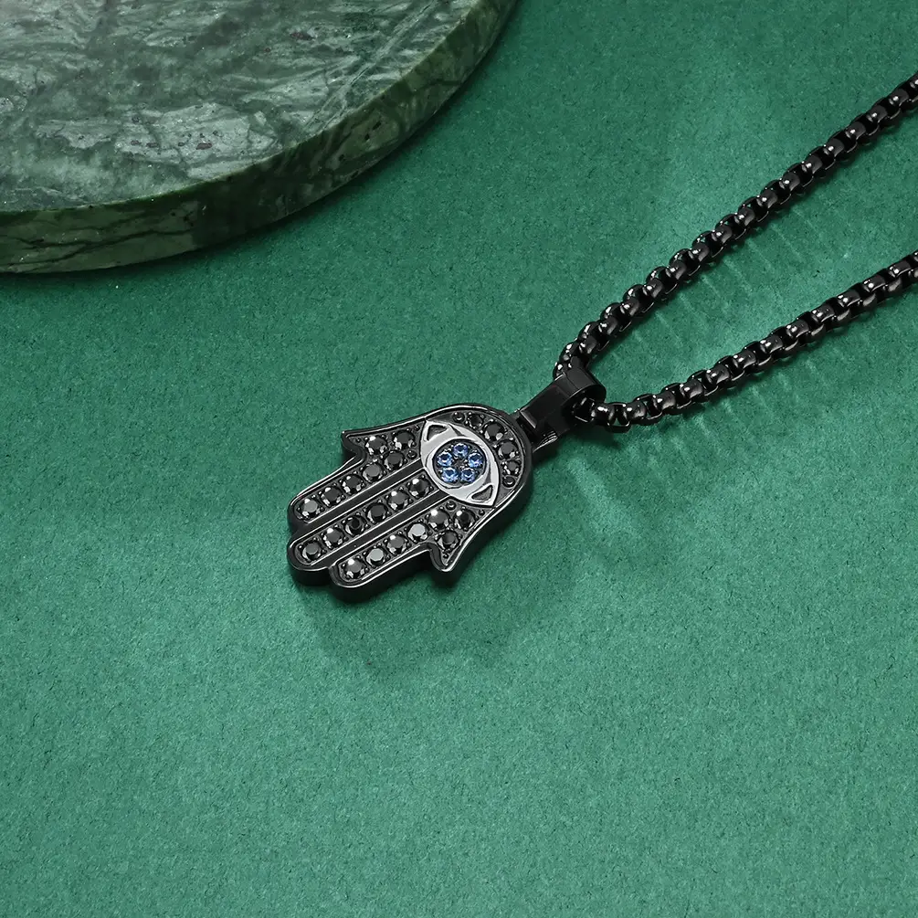 European American Cross Border Classic Hand of Fatima Pendant Necklace - Image 6