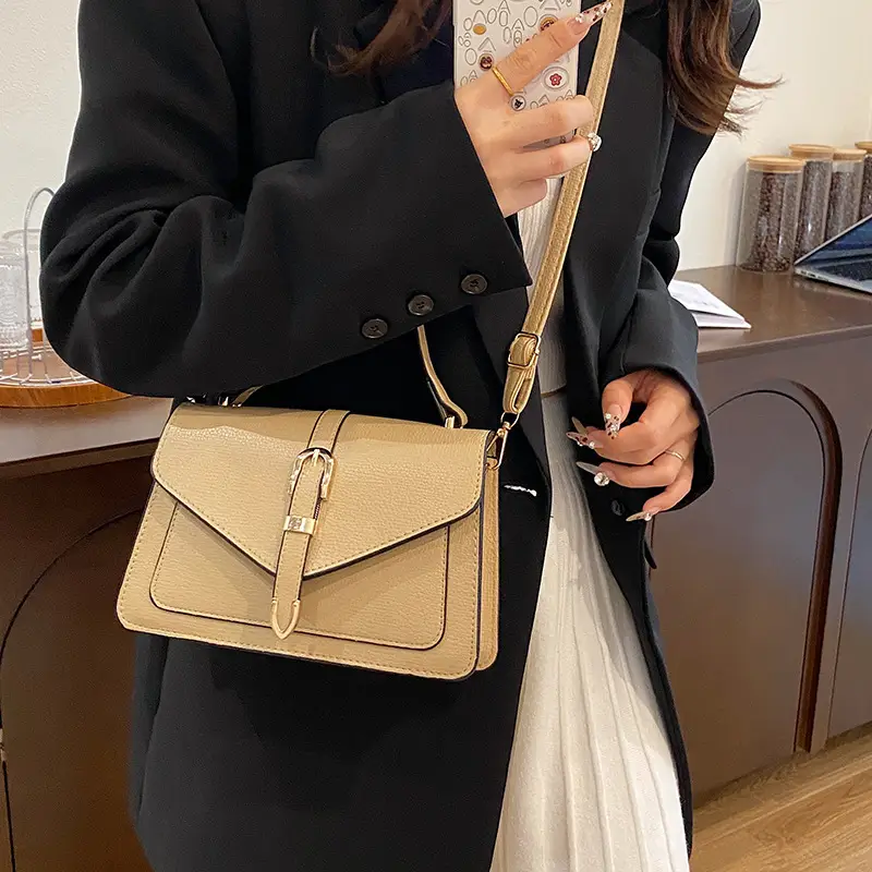 Black Women's Shoulder Bag with Gold Clasp 2025 - Image 9