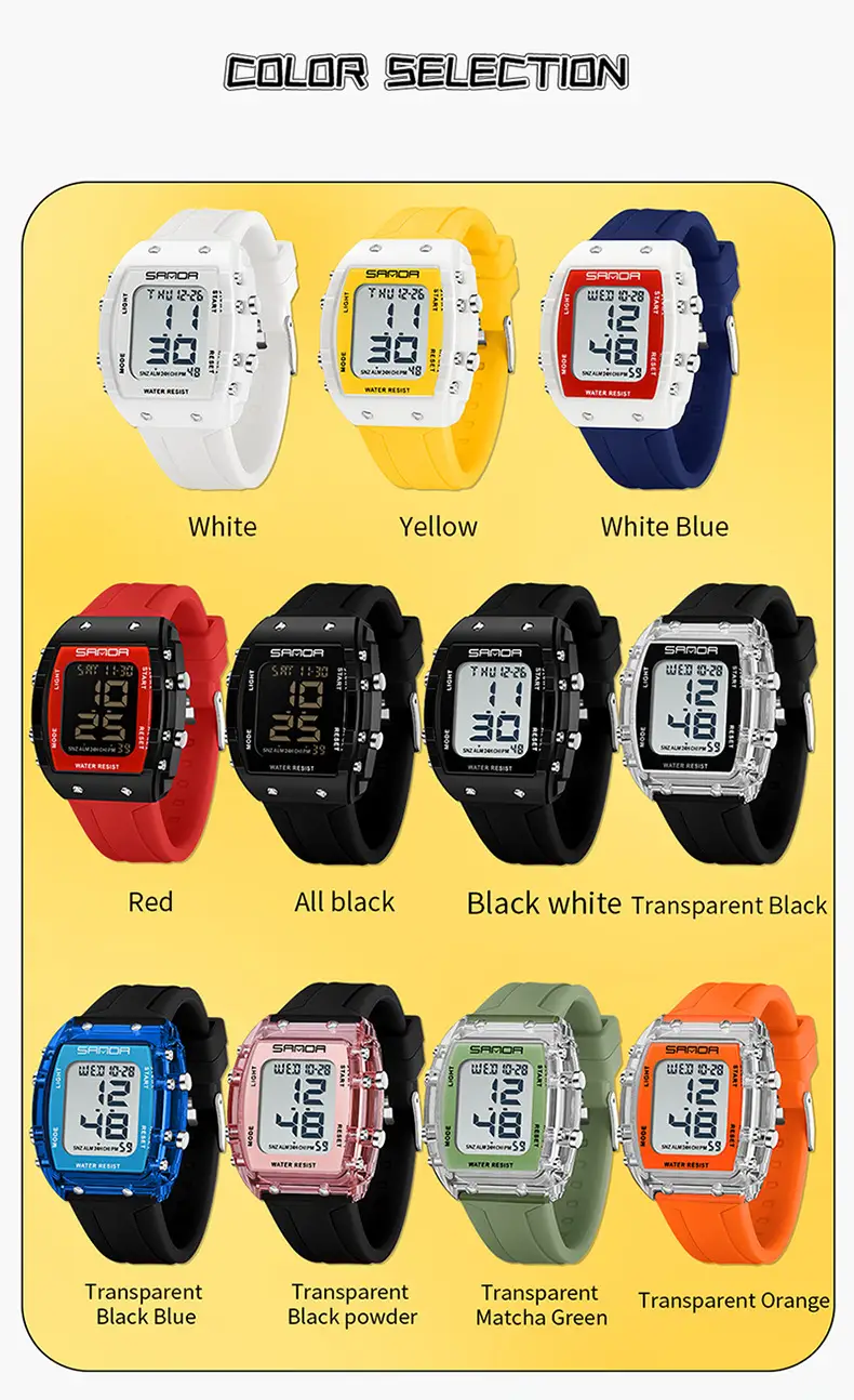 Sanda Digital Water Resistant Sports Watch Blue Silicone — feature 30