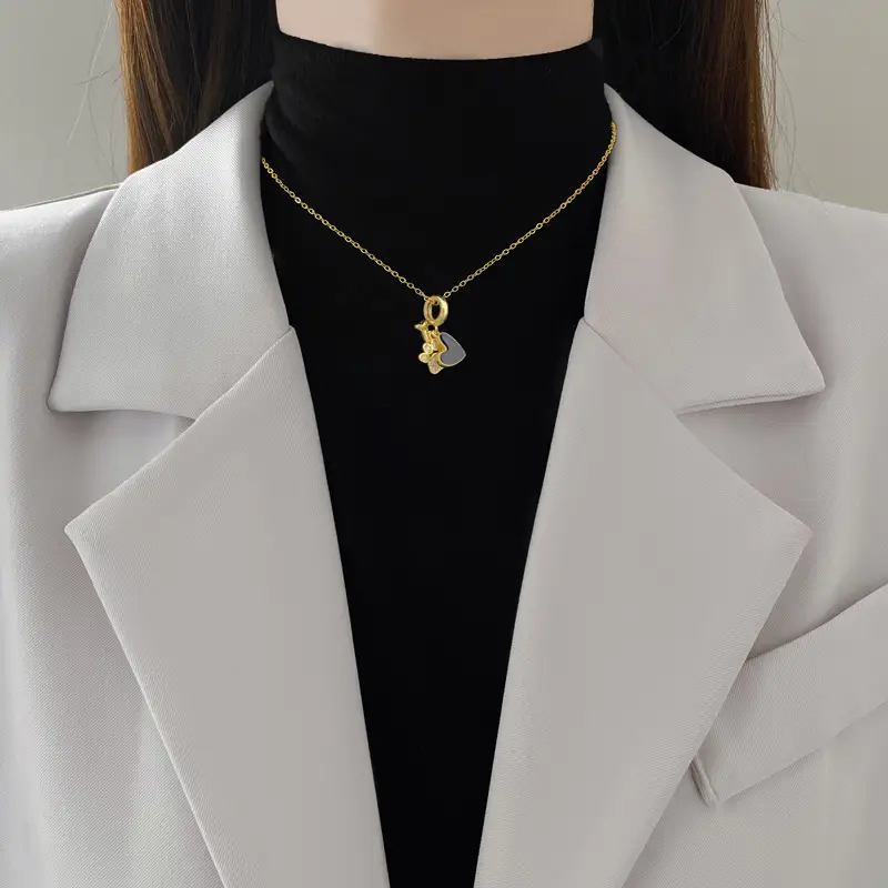 Love Puppy Paw Necklace for Women Gold Diamond Chain - Image 3